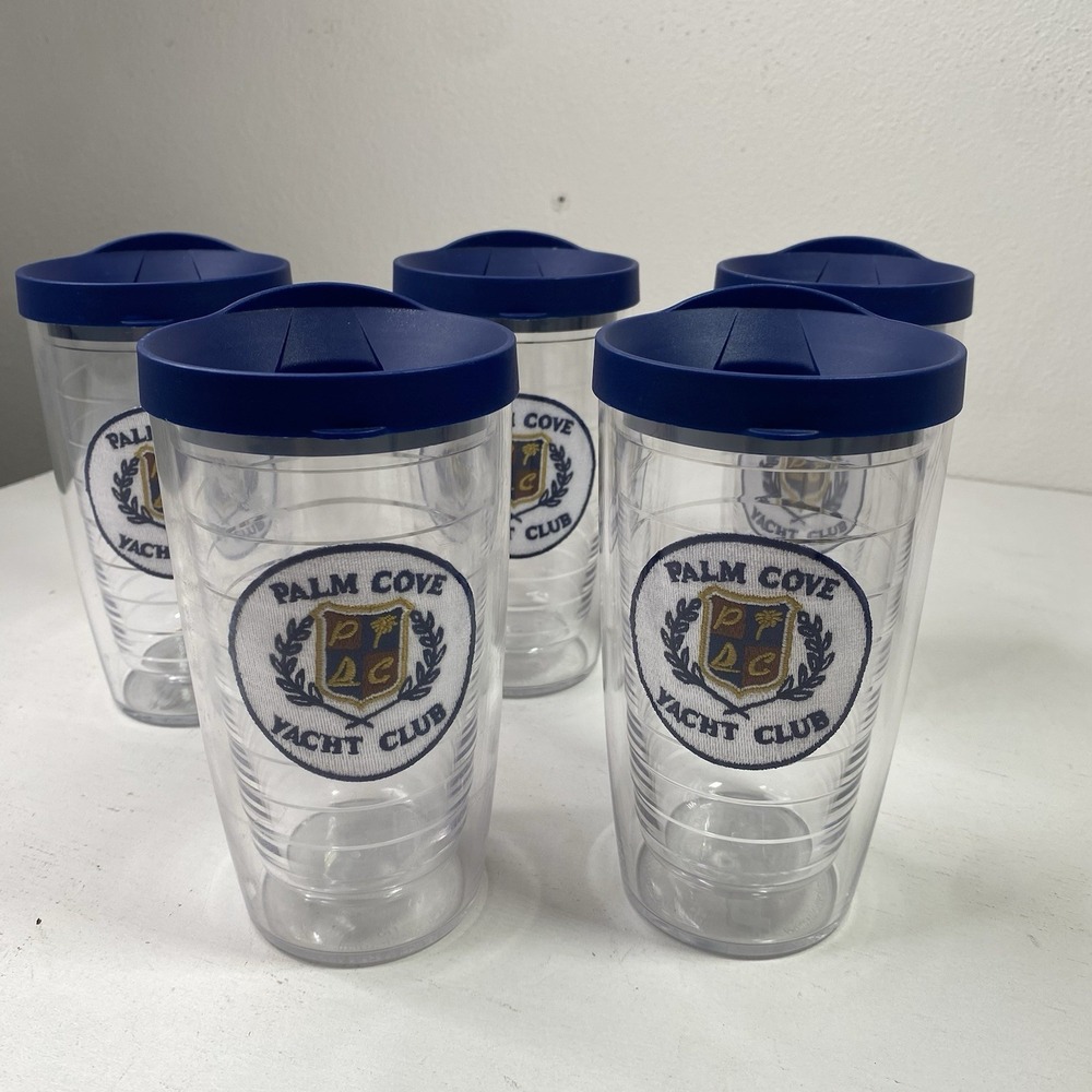 Palm Cove Yacht Club Tervis Tumbler Set with Lids Lot of 5 Palm City Florida